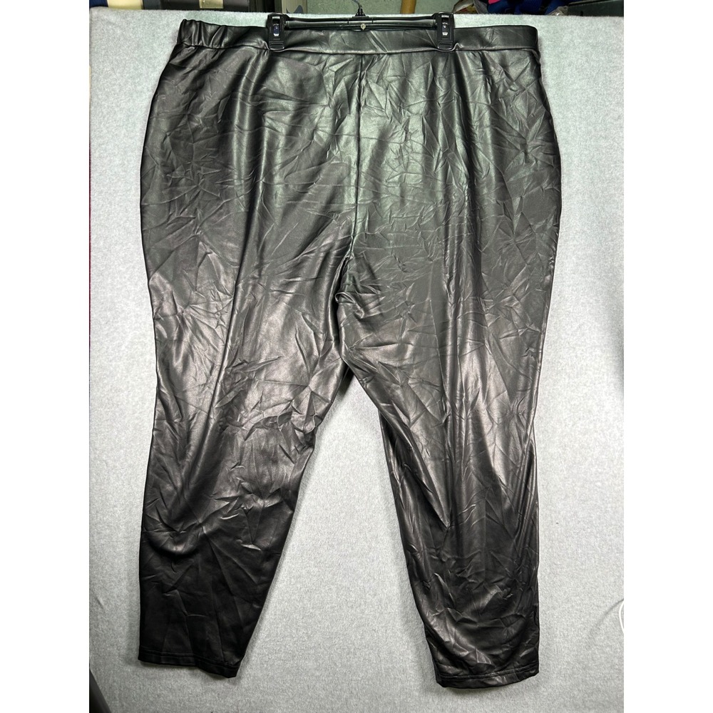 Nina Parker Faux Leather Pants Womens Plus Size 4X Black Coated Leggings Stretch